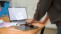 Cropped image, Professional female graphic designer working at her office desk, using laptop Royalty Free Stock Photo