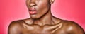 Cropped photo of Sexy collarbone of African American woman