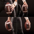 Cropped Image Of Sportsman Holding American Football Ball Royalty Free Stock Photo