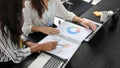 Businesswomen in a financial team working and analysing on business data