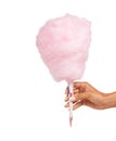 Fancy some cotton candy. Cropped image of a woman holding some delicious candy floss while isolated on white.