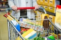 Cropped image of woman pushing trolley Royalty Free Stock Photo
