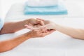 Cropped image of woman receiving hand massage Royalty Free Stock Photo