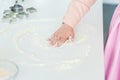 cropped image of woman spreading flour