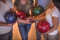 Friends playing bowling