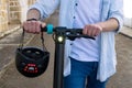 Cropped image of a young man with his electric scooter Royalty Free Stock Photo