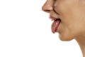 Cropped image of young woman showing her tongue Royalty Free Stock Photo