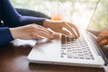 Cropped image of young woman working at home, small office Royalty Free Stock Photo