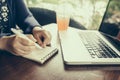 Cropped image of young woman working at home, small office Royalty Free Stock Photo