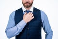 cropped man businessman tie necktie isolated on white, fashion Royalty Free Stock Photo