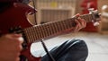 Cropped of metal musician playing electric guitar Royalty Free Stock Photo