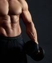 Cropped muscular male`s torso.