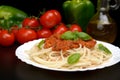 Cropped pasta spaghetti bolognese sauce on black Royalty Free Stock Photo