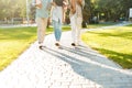 Cropped photo of friends muslim sisters women walking outdoors Royalty Free Stock Photo