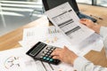 Cropped photo of secretary hands accounting advisor employee employer employment entrepreneur lady in her formalwear shirt she si Royalty Free Stock Photo