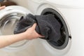 Laundry room interior with washing machine near wall Royalty Free Stock Photo