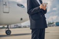Stylish business lady standing at the airport Royalty Free Stock Photo