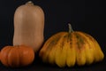 Cropped section of three different pumpkins Royalty Free Stock Photo