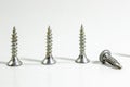 Cropped shoot of multiple screws on white blurry background