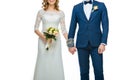 Cropped shot of chained wedding couple holding hands Royalty Free Stock Photo