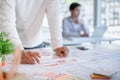 Cropped shot of creative UX UI designers team developing programming and coding mobile application from prototype and wireframe Royalty Free Stock Photo