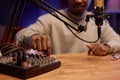 Man Using Audio Mixer in Studio Royalty Free Stock Photo