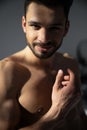 Cropped shot of handsome smiling man with beard Royalty Free Stock Photo