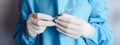 Cropped shot of healthcare worker holding a syringe before injection vaccine or medicine to patients.