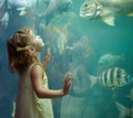 Shes focused on those fish. Cropped shot of a little girl on an outing to the aquarium. Royalty Free Stock Photo