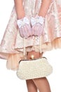 Cropped shot of little girl posing with purse Royalty Free Stock Photo