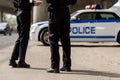 cropped shot of police officers standing in front of Royalty Free Stock Photo