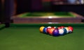 The start of a game. Cropped shot a pool table just before a game. Royalty Free Stock Photo