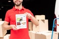 cropped shot of smiling delivery man