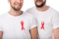 Gay couple with aids ribbons