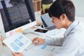 Cropped shot of startup UX UI front end designers developing programming and coding mobile application from prototype and Royalty Free Stock Photo