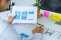 Cropped shot of startup UX UI front end designers developing programming and coding responsive web content or mobile application Royalty Free Stock Photo