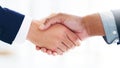 Strong partnerships are built on a strong foundation. Cropped shot of two businessmen shaking hands in a modern office. Royalty Free Stock Photo