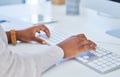 How fast can you type. Cropped shot of an unrecognizable woman typing on her keyboard. Royalty Free Stock Photo