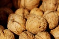 Cropped shot of walnuts. Abstract food background.  Walnuts in a paper bag. Royalty Free Stock Photo