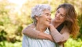 Theyre still so close.... Cropped shot of a young woman and her senior mother. Royalty Free Stock Photo