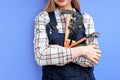 cropped unrecognizable female builder constructor holding various tools instruments Royalty Free Stock Photo