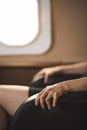 Attractive woman in private jet