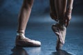 cropped view of ballet dancer in pointe shoes Royalty Free Stock Photo