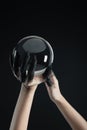 Cropped view of black painted hands Royalty Free Stock Photo