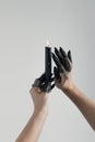 Cropped view of black painted hands Royalty Free Stock Photo