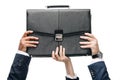 cropped view of businesspeople holding briefcase,