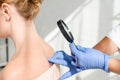 Cropped view of dermatologist examining skin Royalty Free Stock Photo