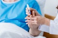 cropped view of doctor taking blood test from patient in hospital. Royalty Free Stock Photo