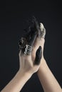 Cropped view of hands of witch Royalty Free Stock Photo