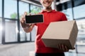 Cropped view of happy delivery man Royalty Free Stock Photo